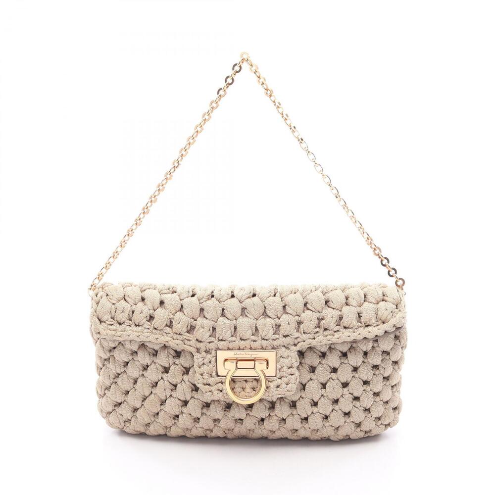 Salvatore Ferragamo Gancini Shoulder Bag Leather Tan